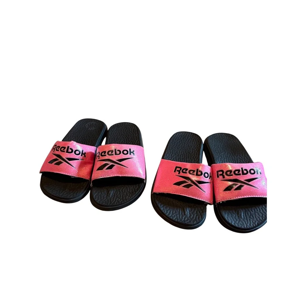 Kids‎ Reebok Pink Glitter Slide Sandals Casual Beach Pool Shoes
